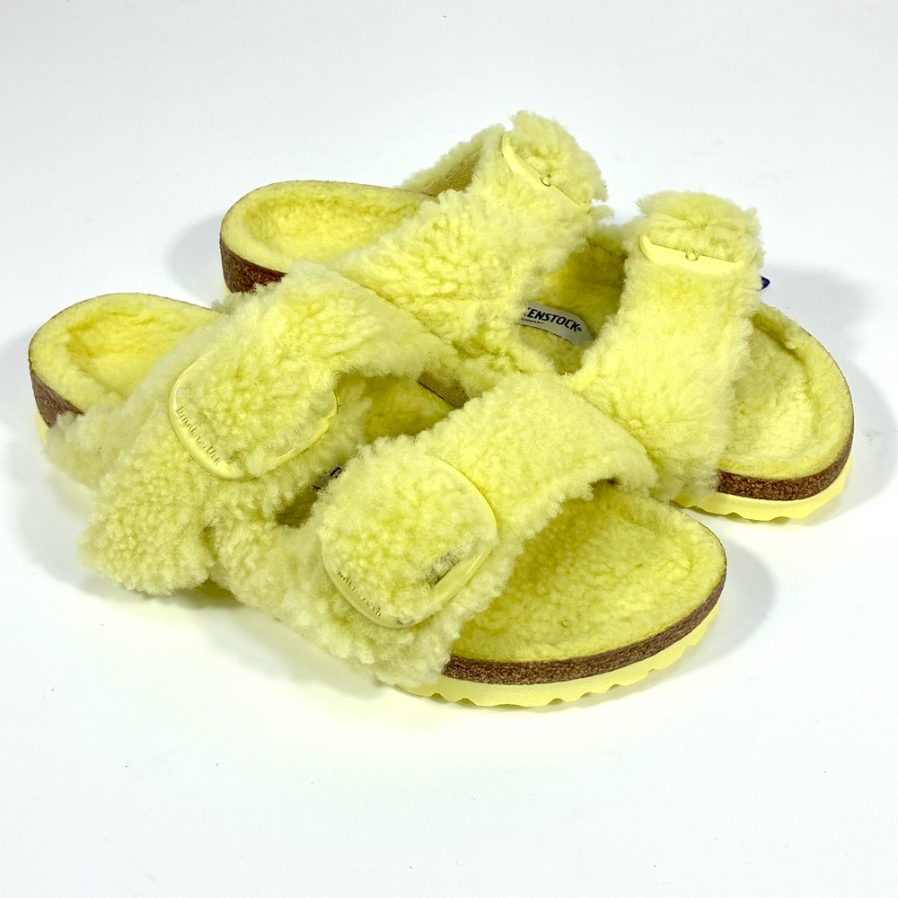 Birkenstock Arizona Genuine Teddy Shearling Sandal Yellow NEW
